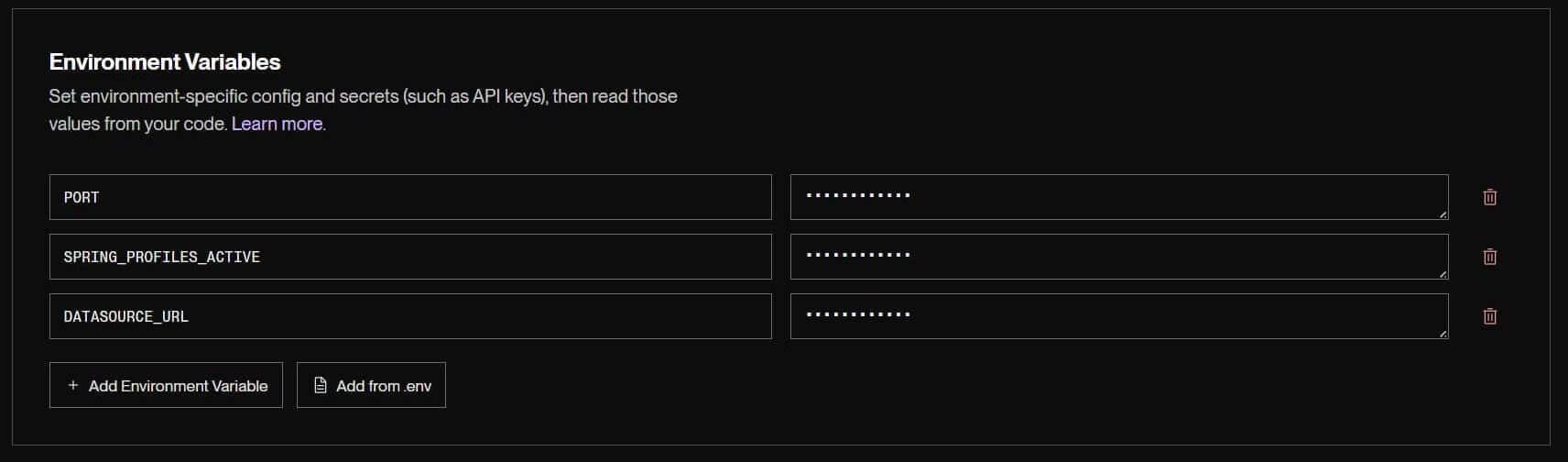 environment variables